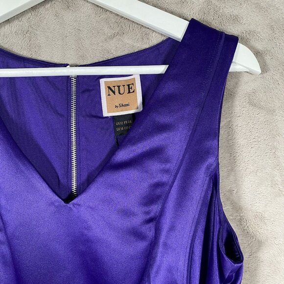 NUE by Shani Satin Sheath Dress Size 12 Elegant Formal Cocktail Party Shaping - Picture 3 of 15